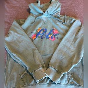 Polo Ralph Lauren Painted Floral Script Logo Hoodie Sweatshirt. EUC SZ L‎